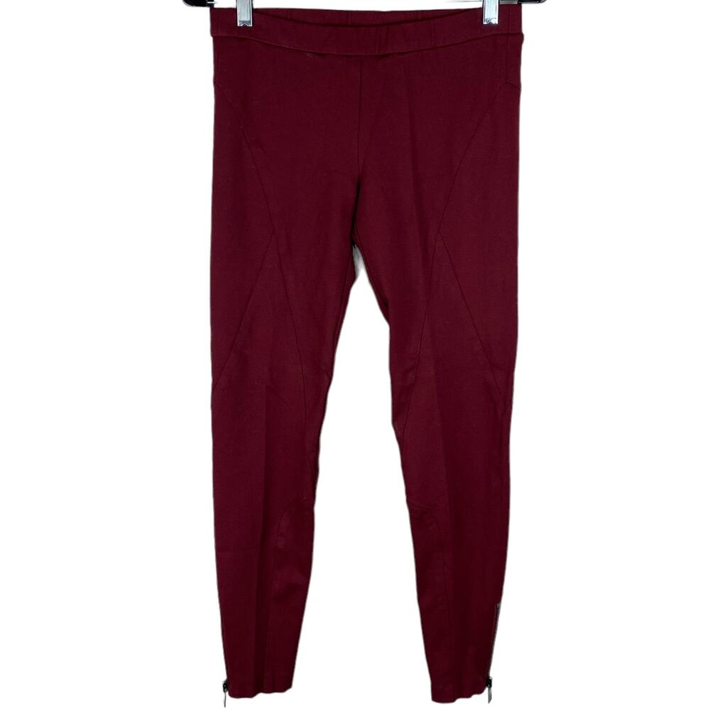 Haute Hippie Maroon Zipper Ankle Elastic Waist Pull-On Ponte Pants Size S EUC